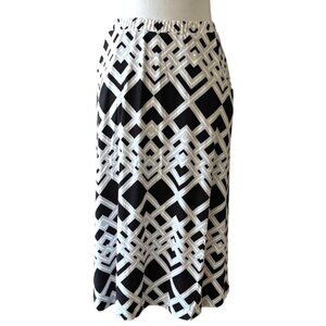 Leota lattice black Wrinkle Free Elastic Waist Pull-On Skirt pockets Plus 1X NWT